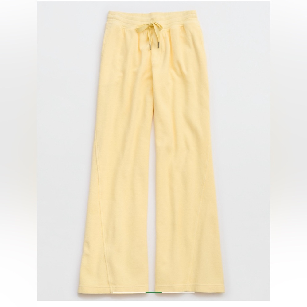 Aerie Soft Landing Ribbed Trouser Butter Yellow